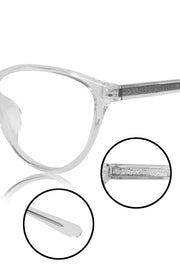 Jodykoes® Premium Series Cat Eye New Design Blu Cut Eyeglasses Pure Acetate Frame | Fashionable Spectacle Eyewear For Women (Transparent)