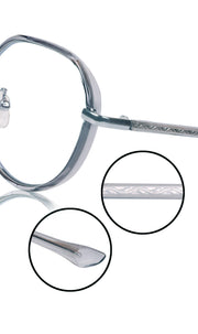 Jodykoes® Pure TR Metal and Plastic Combination Round Flat-Top Spectacle Frame | Blu cut and Anti Glare Computer Mobile Phone Protection Eyewear Eyeglasses (Glass Grey)