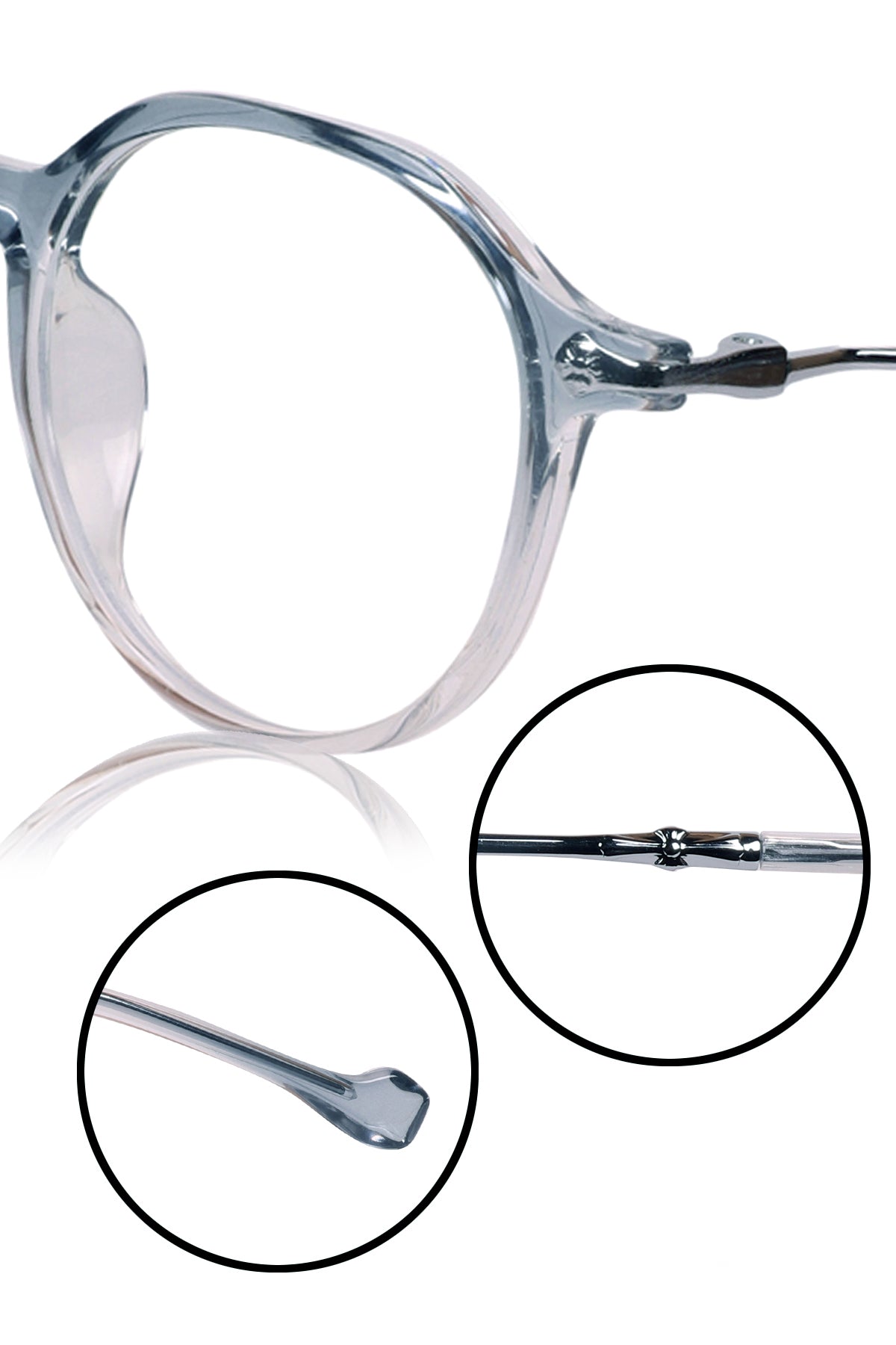 Jodykoes® Pure TR Round Plastic Frame With Metal Arms Fashionable Eyewear Spectacles | Blu cut and Anti Glare Computer Protection Eyeglasses Frame for Women (Aqua)