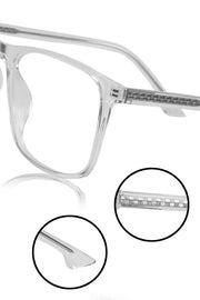 Jodykoes® Premium Series Pure Acetate Sheet Rectangle Eyewear Frame | Modern Fashionable Trending Spectacle Eyeglasses For Men and Women (Crystal Transparent)
