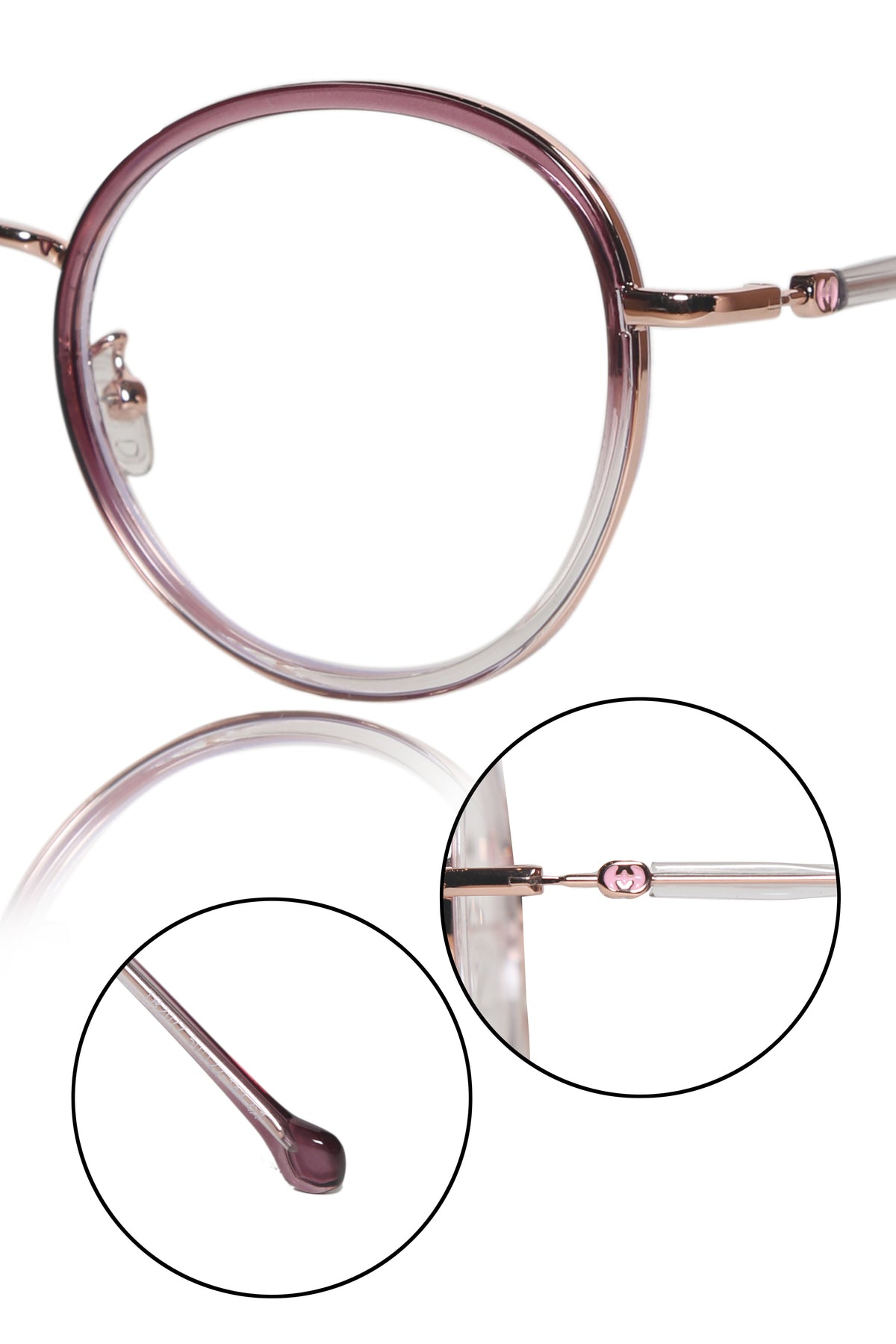 Jodykoes® Premium Series Round Eyewear Eyeglasses Spectacles Frame for Men and Women (Rose)