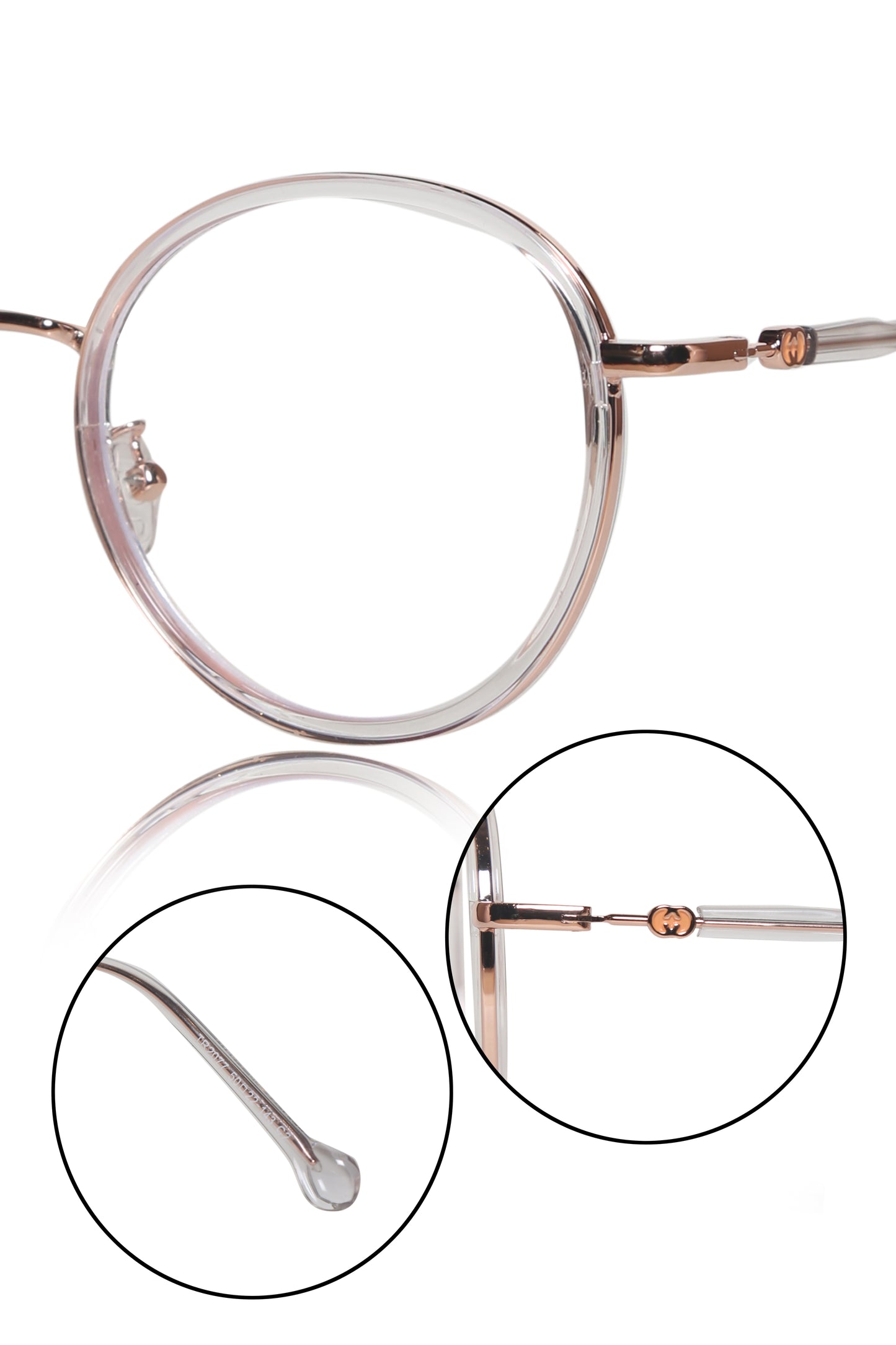 Jodykoes® Premium Series Round Eyewear Eyeglasses Spectacles Frame for Men and Women (Transparent)