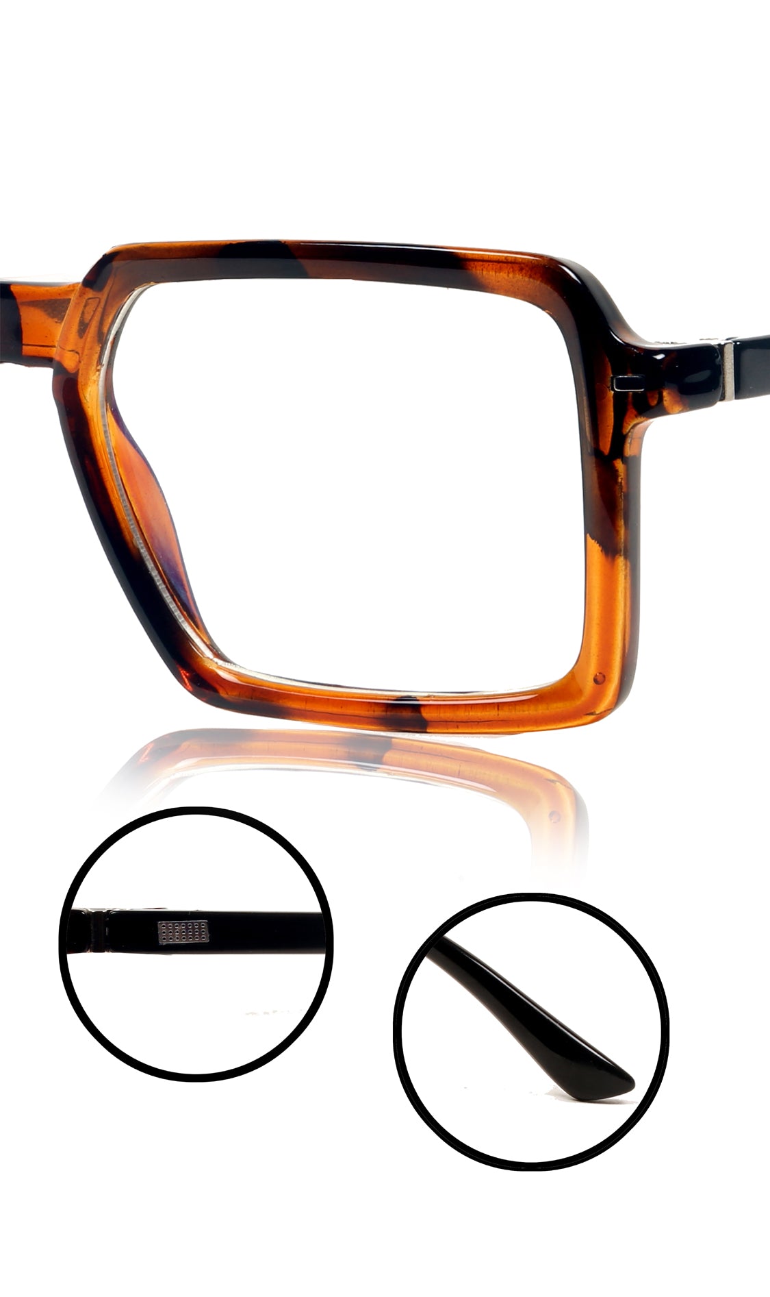 Jodykoes® Colour Frame Series Eyewears | Blue Rays Protection Square Stylish Spectacles With Anti Glare Eyeglasses For Men and Women Eyewears (Leopard Print)