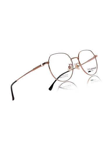 Jodykoes Luxury Pure Titanium Metal Spectacle Eyeglasses | New Shape Round Metal Eyewear Frame (Black And Gold)