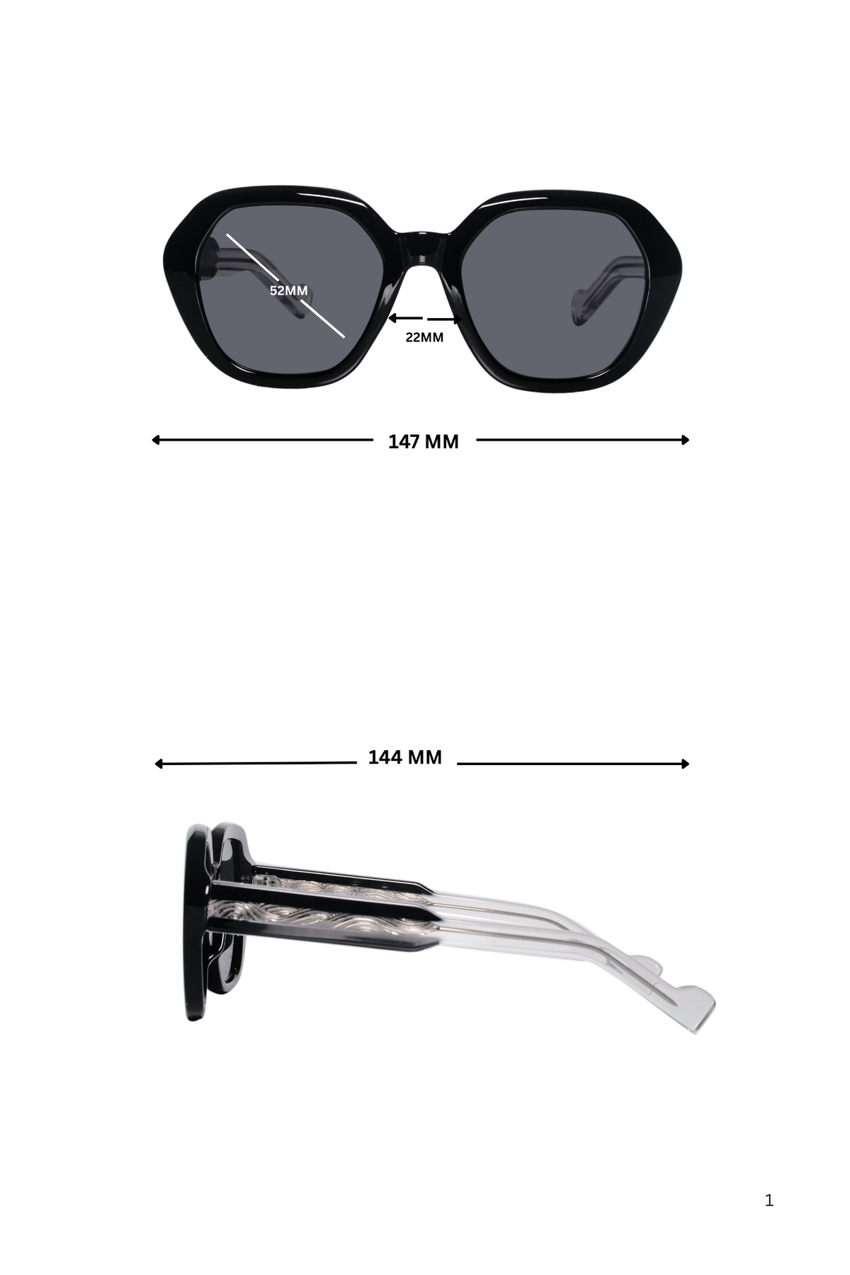Jodykoes Legacy Cat Eye Square Sunglasses – UV400 Polarized (Black)