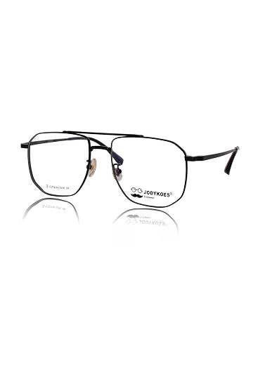 Jodykoes Luxury Pure Titanium Metal Spectacle Eyeglasses | New Shape Double Bar Square Metal Eyewear Frame (Black)