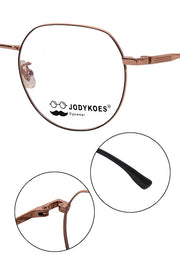 Jodykoes Luxury Pure Titanium Metal Spectacle Eyeglasses | New Shape Round Metal Eyewear Frame (Black And Gold)