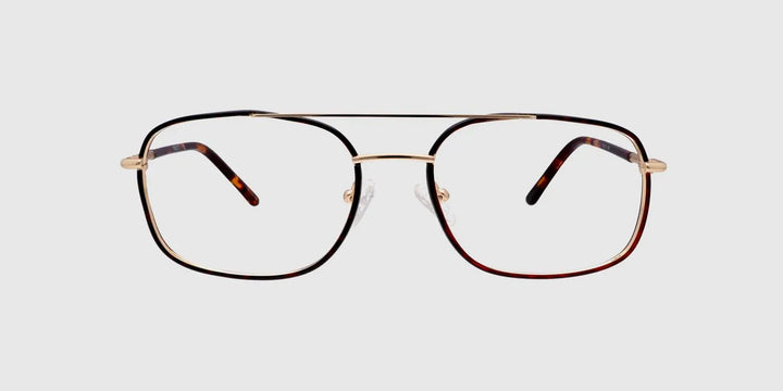 SCOTT Gold and brown Full rim Wayfarer Eyeglasses for Men