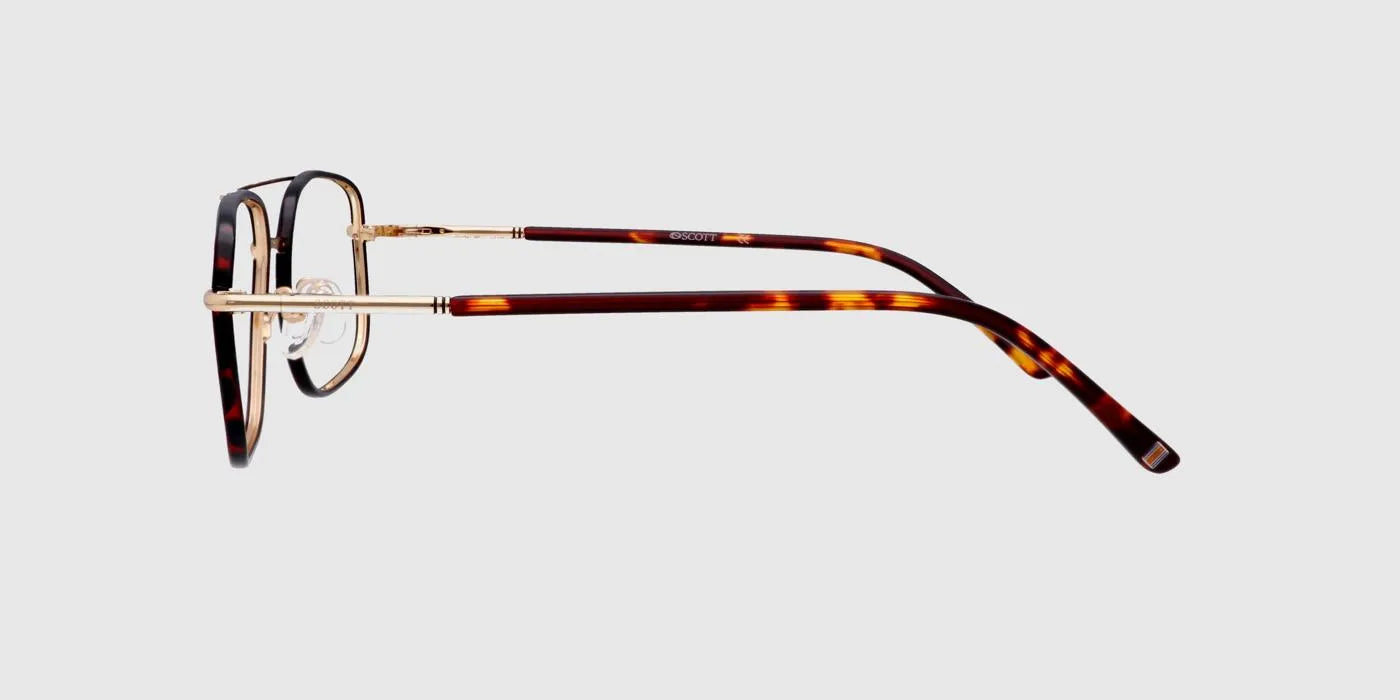 SCOTT Gold and brown Full rim Wayfarer Eyeglasses for Men - Jodykoes ®