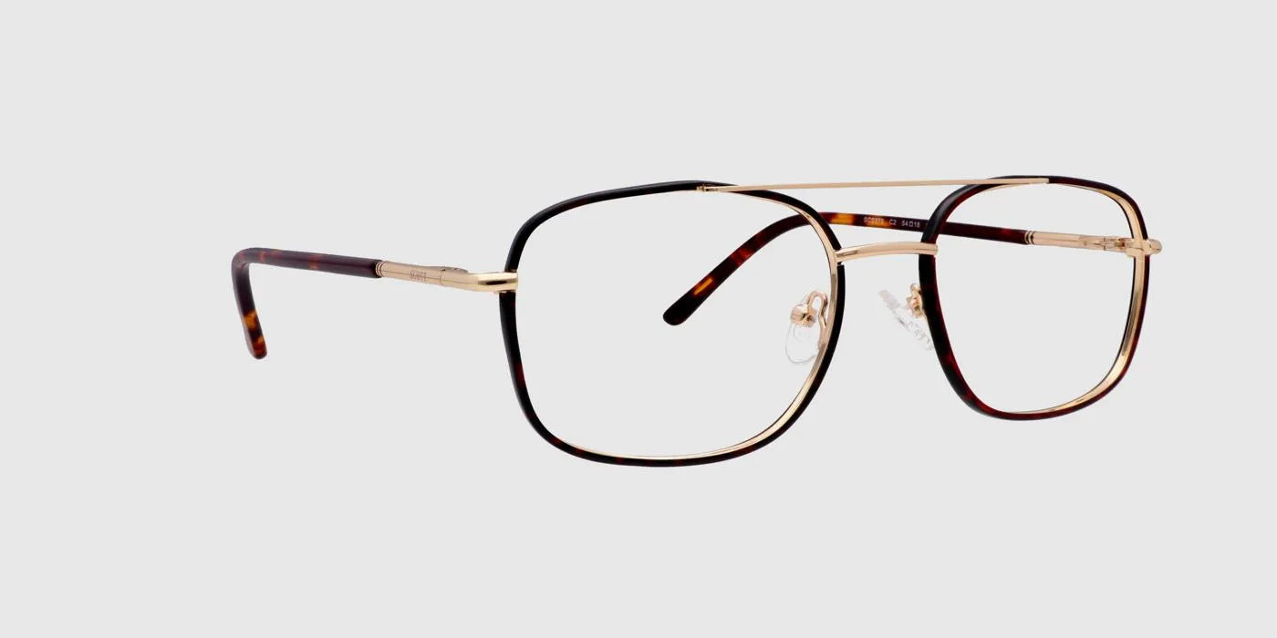 SCOTT Gold and brown Full rim Wayfarer Eyeglasses for Men - Jodykoes ®