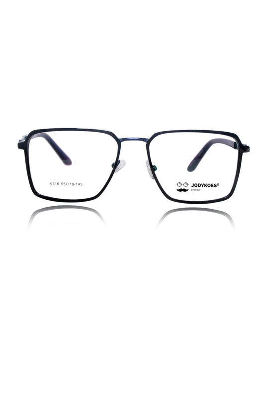 Jodykoes Founder's Edition Square Metal Titanium Eyeglass Frame | Premium Luxury Titanium Eyewear Glasses (Black-Blue)