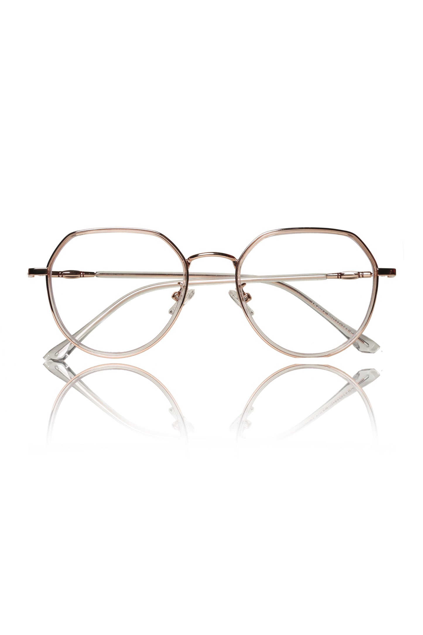 Jodykoes® Premium Series Round-Flat Top Eyewear Eyeglasses Spectacles Frame for Men and Women (Rose Gold)