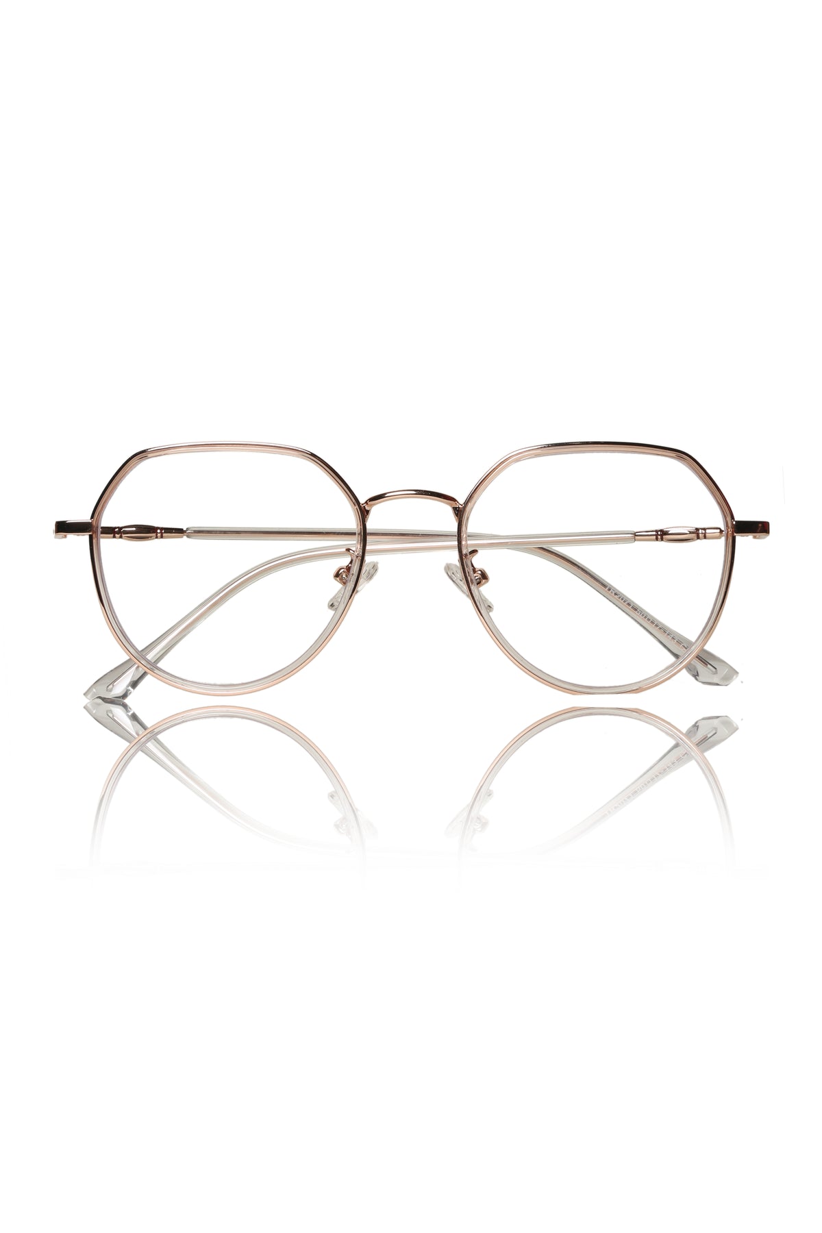 Jodykoes® Premium Series Round-Flat Top Eyewear Eyeglasses Spectacles Frame for Men and Women (Rose Gold)