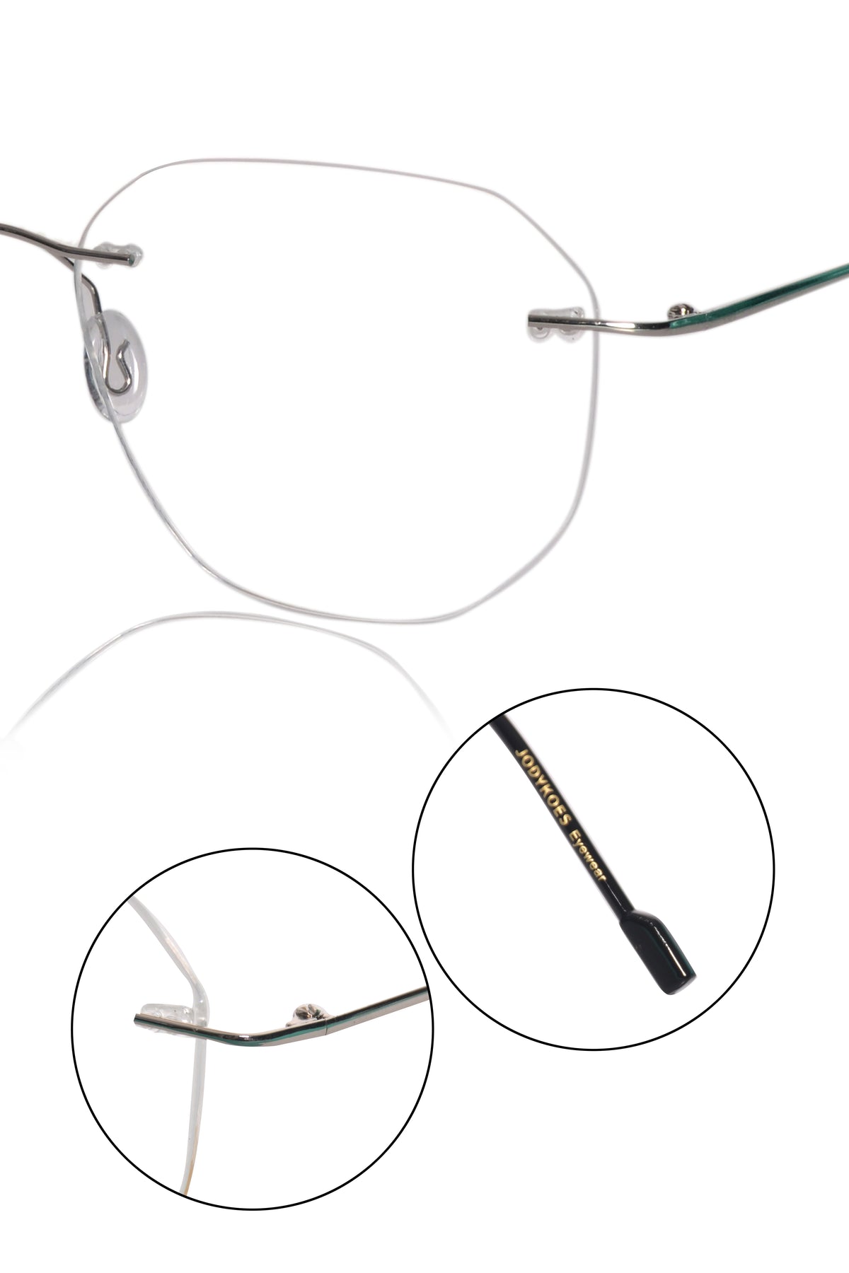 Jodykoes Hexagon Premium Rimless Frame (Silver)