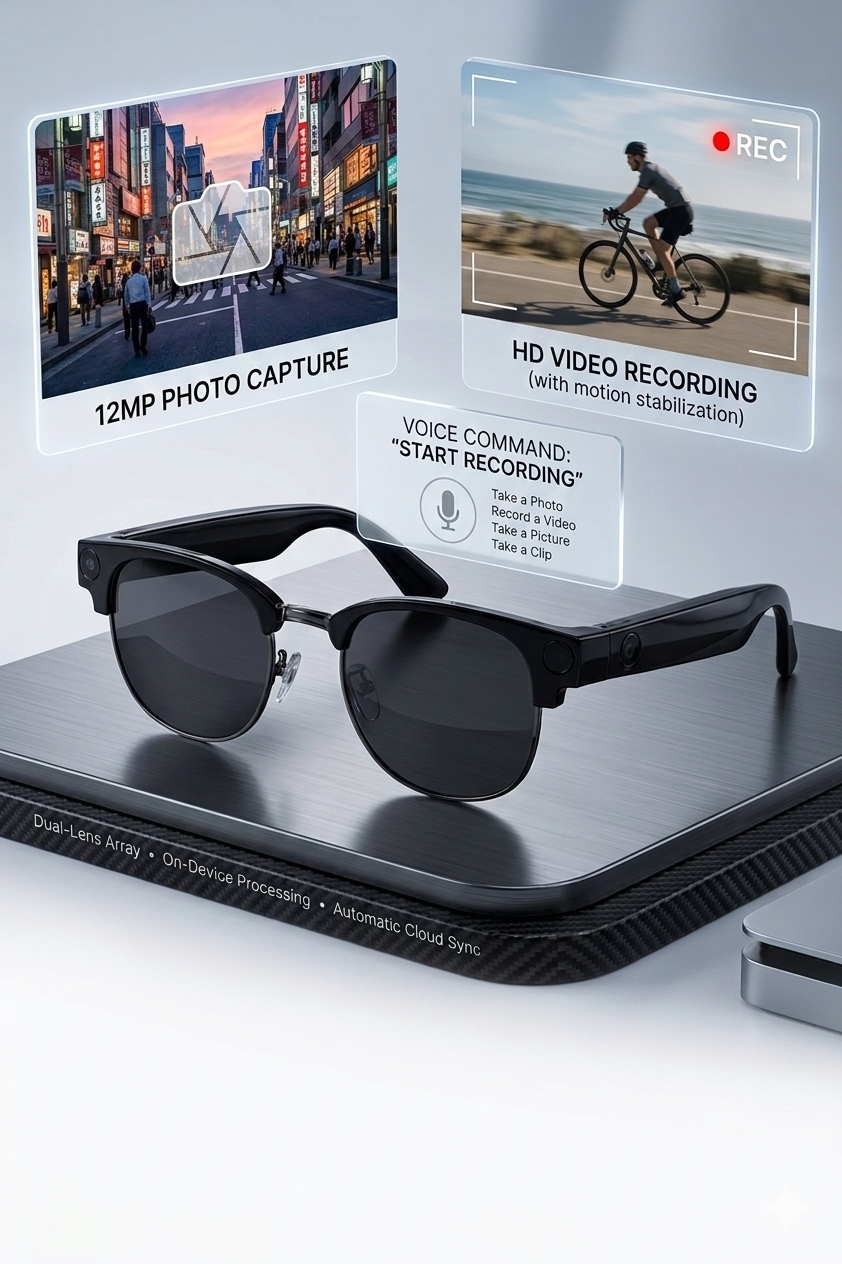 Jodykoes Club Master Smart Sunglasses with Camera & Audio (Beta AI)