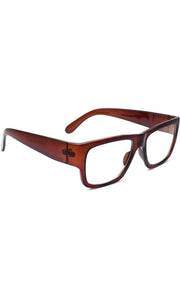 Jodykoes Thick Frame Unisex Anti Glare Eyeglasses Eyewear Spectacle (Brown)