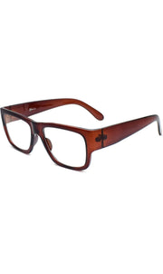 Jodykoes Thick Frame Unisex Anti Glare Eyeglasses Eyewear Spectacle (Brown)