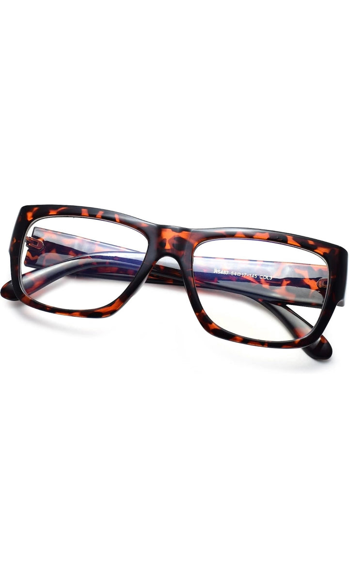 Jodykoes Thick Frame Unisex Anti Glare Eyeglasses Eyewear Spectacle (Leopard Print)