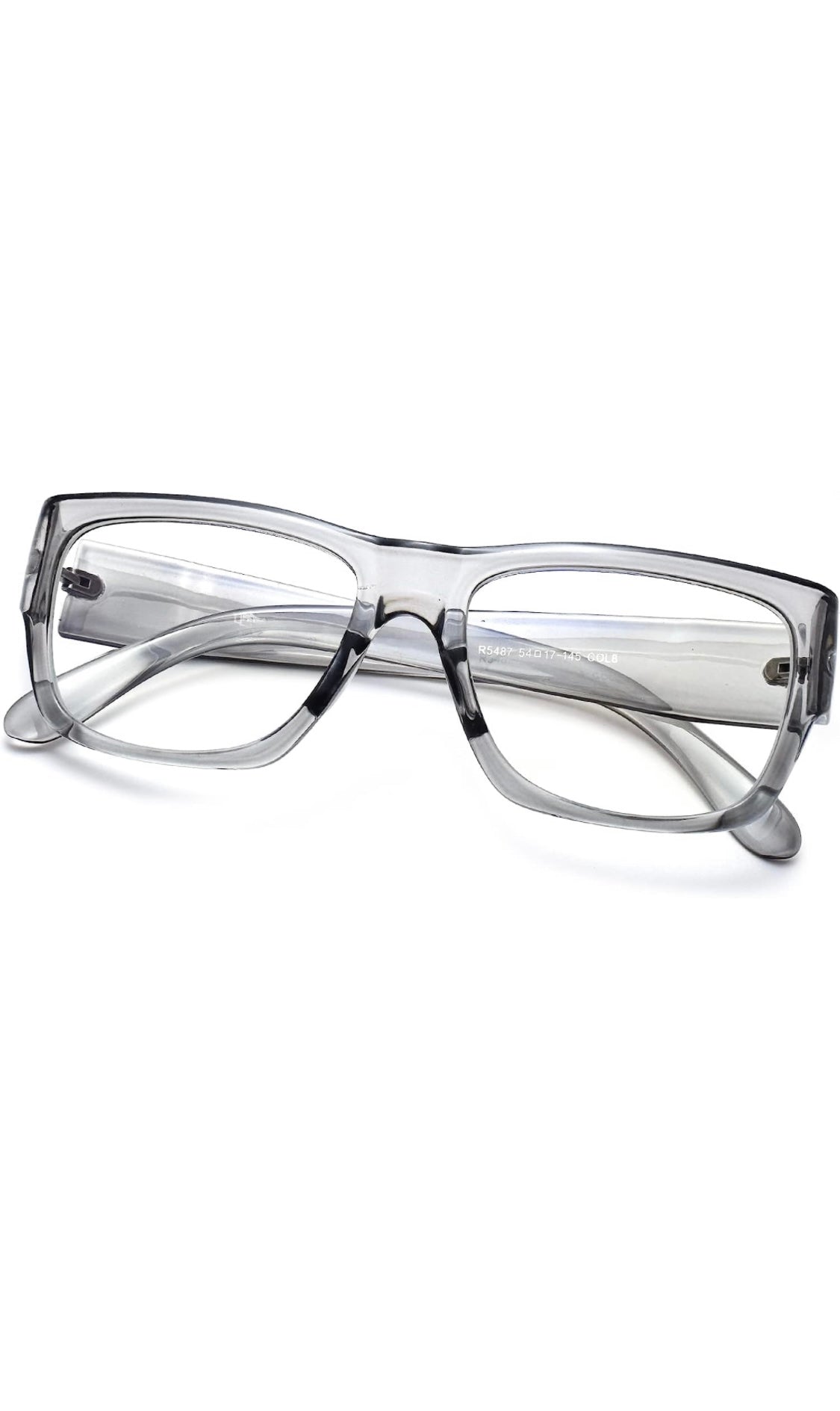 Jodykoes Thick Frame Unisex Anti Glare Eyeglasses Eyewear Spectacle (Grey Transparent) - Jodykoes ®