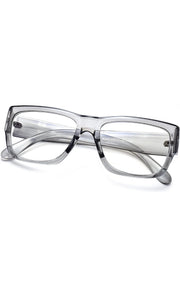Jodykoes Thick Frame Unisex Anti Glare Eyeglasses Eyewear Spectacle (Grey Transparent)