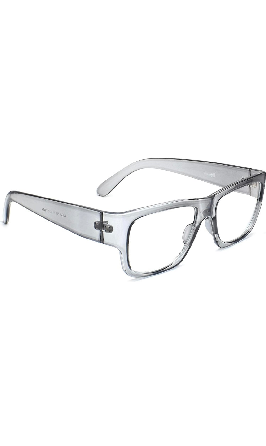 Jodykoes Thick Frame Unisex Anti Glare Eyeglasses Eyewear Spectacle (Grey Transparent)