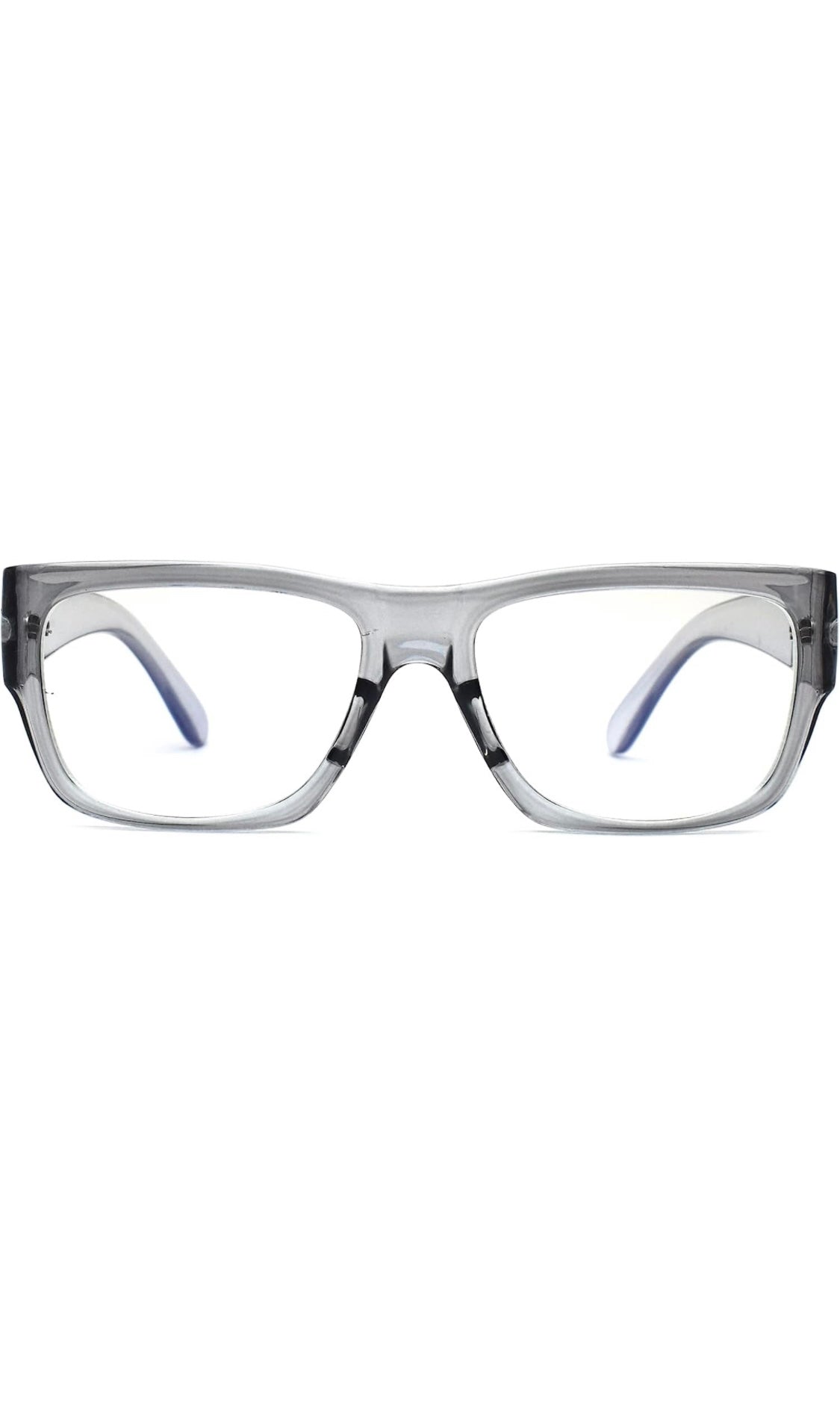 Jodykoes Thick Frame Unisex Anti Glare Eyeglasses Eyewear Spectacle (Grey Transparent)