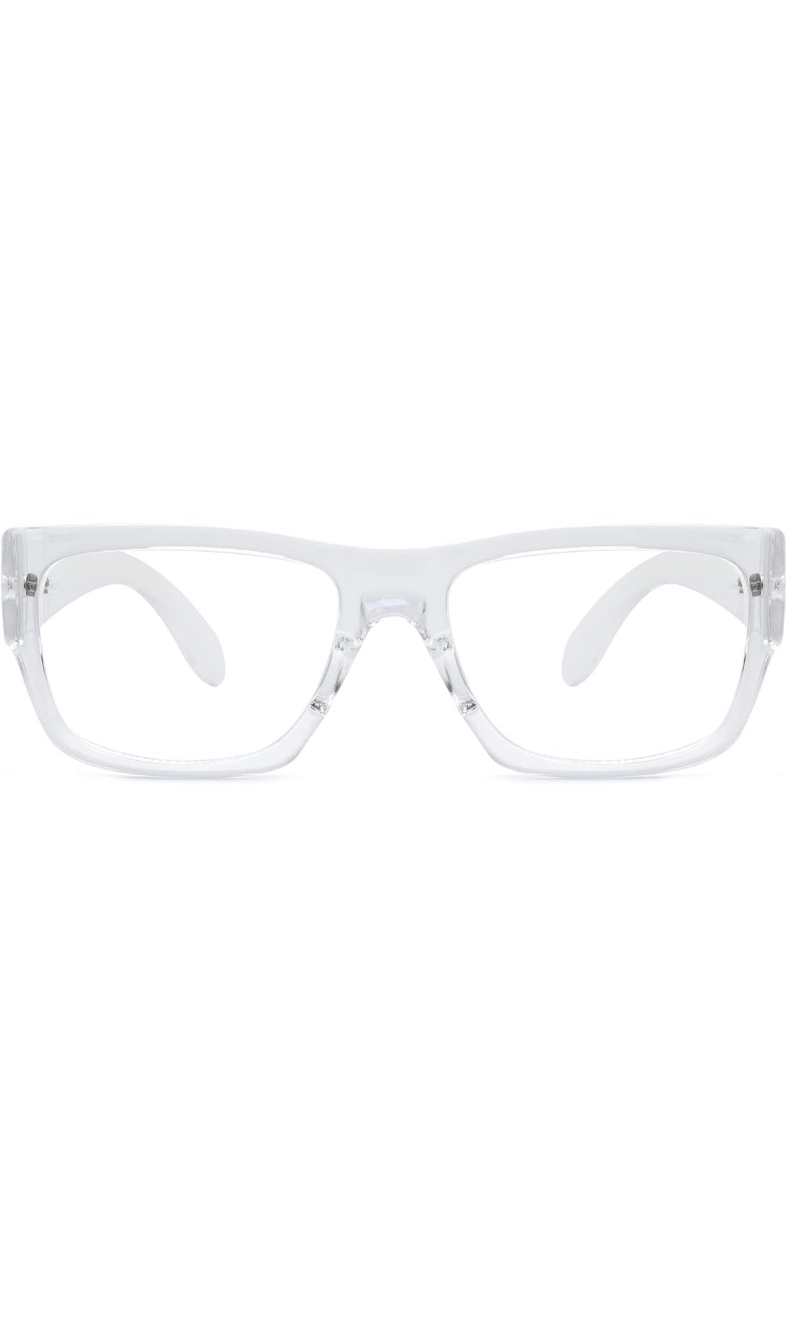 Jodykoes Thick Frame Unisex Anti Glare Eyeglasses Eyewear Spectacle (Transparent)
