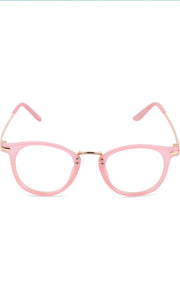 Jodykoes® Blue Light Blocking Blue Cut Zero Power Anti-Glare Retro Round Eyeglasses |UV Protection| Men & Women| Eye Protection Frame for Computer/Tablet/Laptop/Mobile/TV (Opaque Pink)
