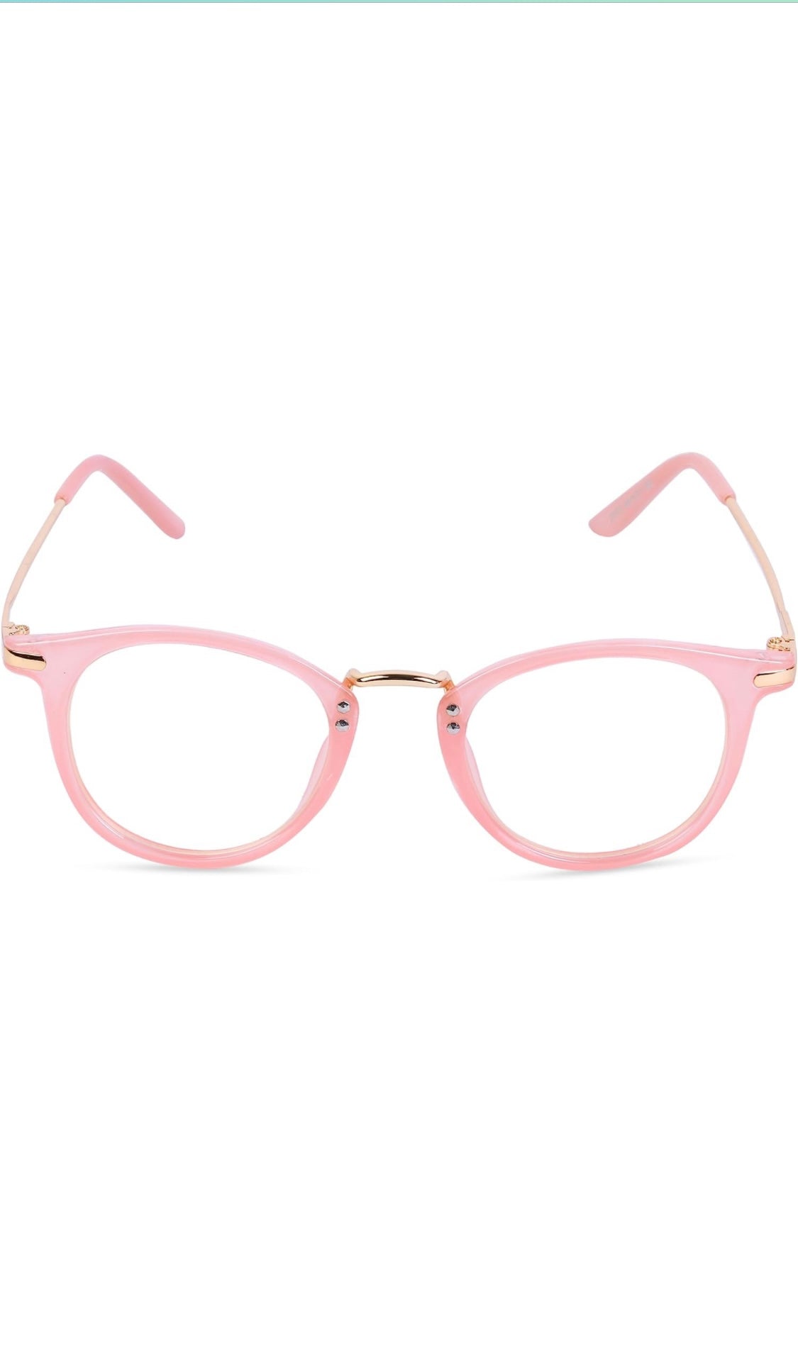 Jodykoes® Blue Light Blocking Blue Cut Zero Power Anti-Glare Retro Round Eyeglasses |UV Protection| Men & Women| Eye Protection Frame for Computer/Tablet/Laptop/Mobile/TV (Opaque Pink)