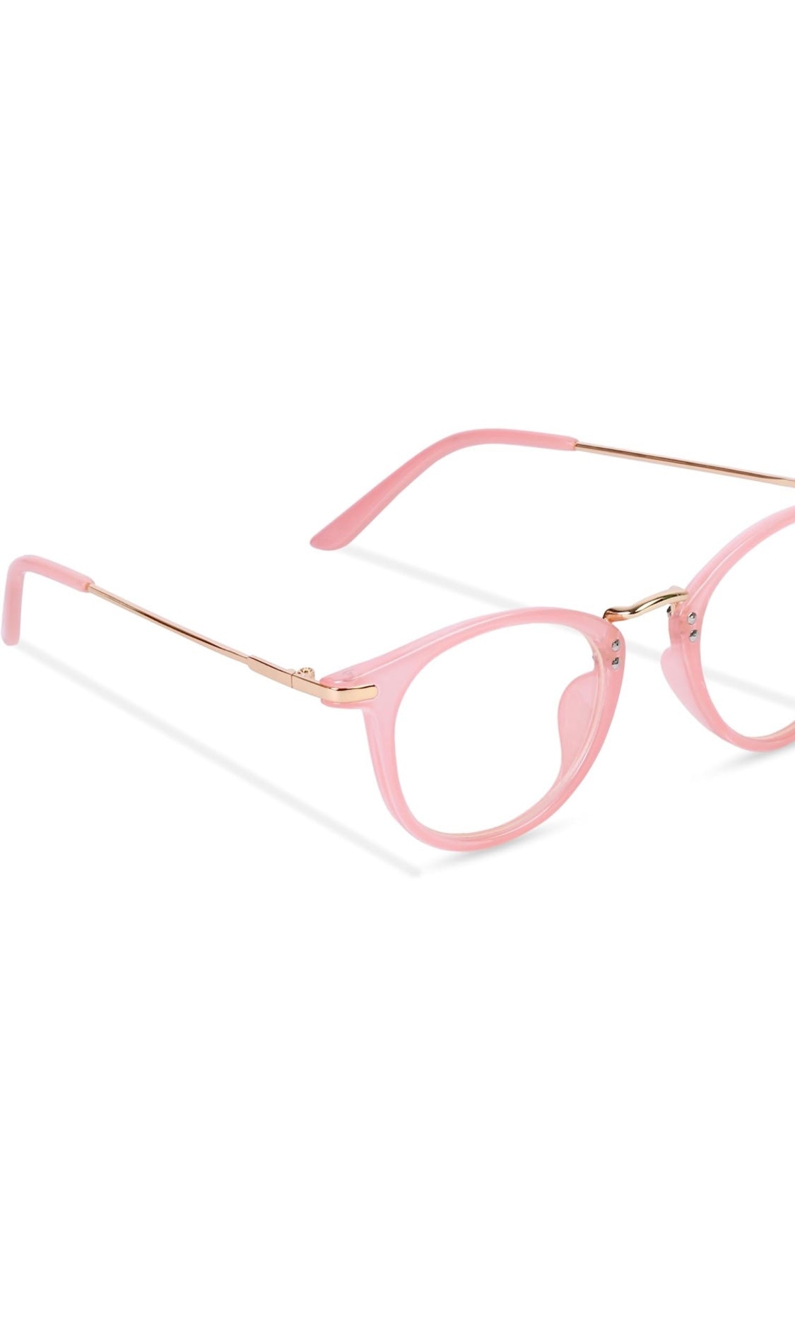 Jodykoes® Blue Light Blocking Blue Cut Zero Power Anti-Glare Retro Round Eyeglasses |UV Protection| Men & Women| Eye Protection Frame for Computer/Tablet/Laptop/Mobile/TV (Opaque Pink)