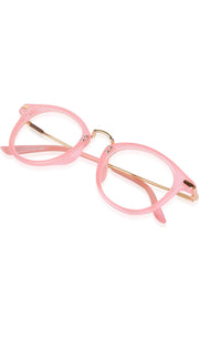 Jodykoes® Blue Light Blocking Blue Cut Zero Power Anti-Glare Retro Round Eyeglasses |UV Protection| Men & Women| Eye Protection Frame for Computer/Tablet/Laptop/Mobile/TV (Opaque Pink)