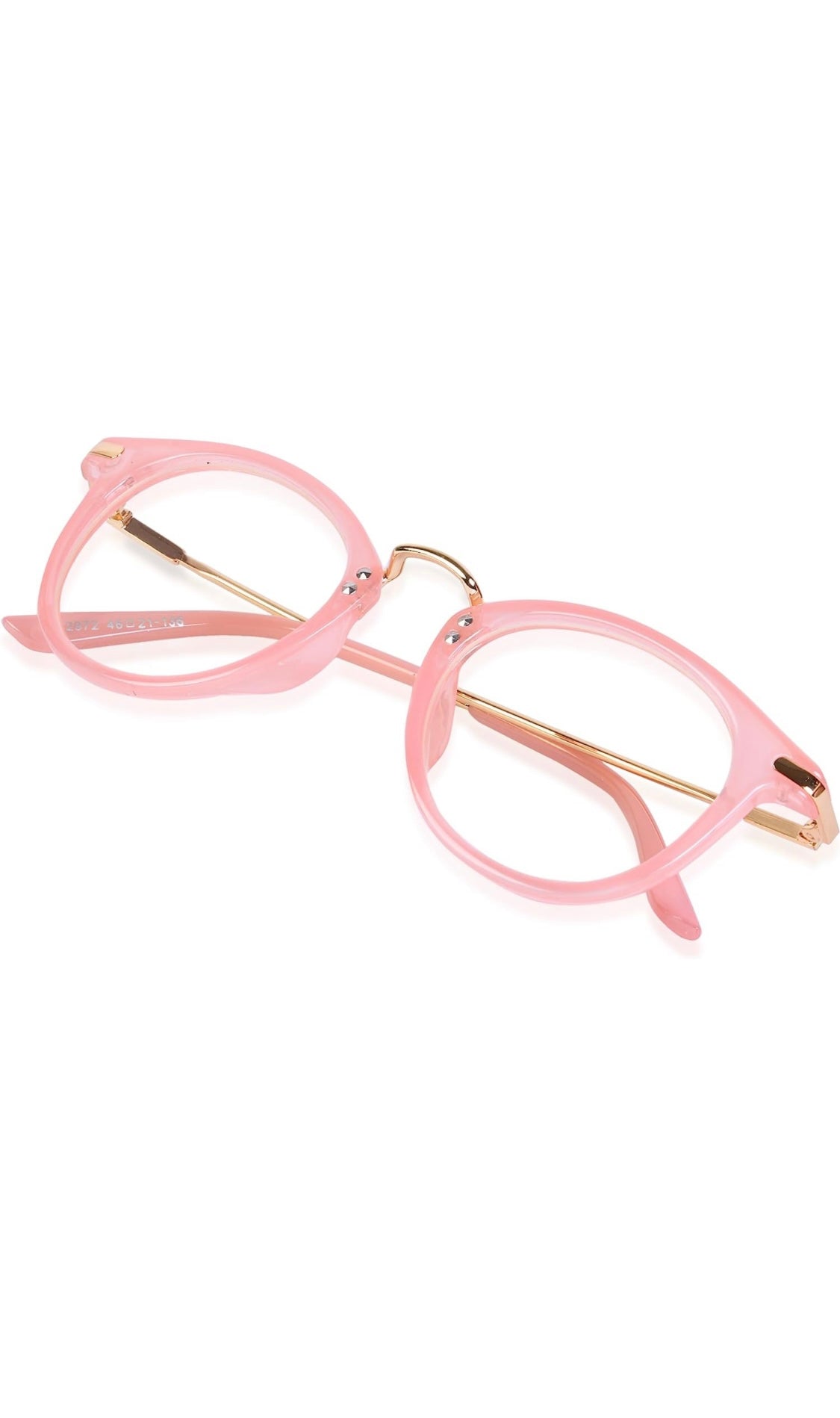 Jodykoes® Blue Light Blocking Blue Cut Zero Power Anti-Glare Retro Round Eyeglasses |UV Protection| Men & Women| Eye Protection Frame for Computer/Tablet/Laptop/Mobile/TV (Opaque Pink)