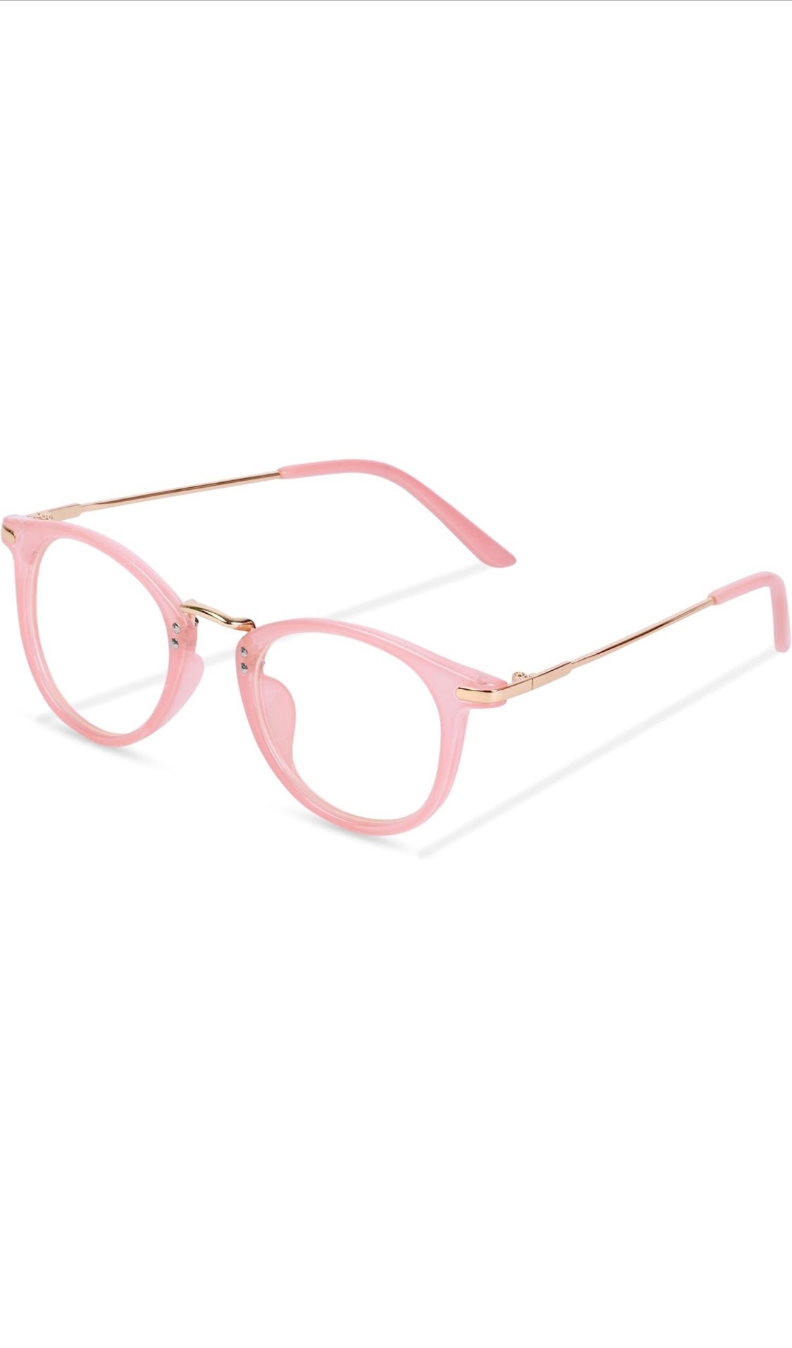 Jodykoes® Blue Light Blocking Blue Cut Zero Power Anti-Glare Retro Round Eyeglasses |UV Protection| Men & Women| Eye Protection Frame for Computer/Tablet/Laptop/Mobile/TV (Opaque Pink)