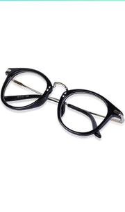 Jodykoes® Blue Light Blocking Blue Cut Zero Power Anti-Glare Retro Round Eyeglasses |UV Protection| Men & Women| Eye Protection Frame for Computer/Tablet/Laptop/Mobile/TV (Black & Silver)