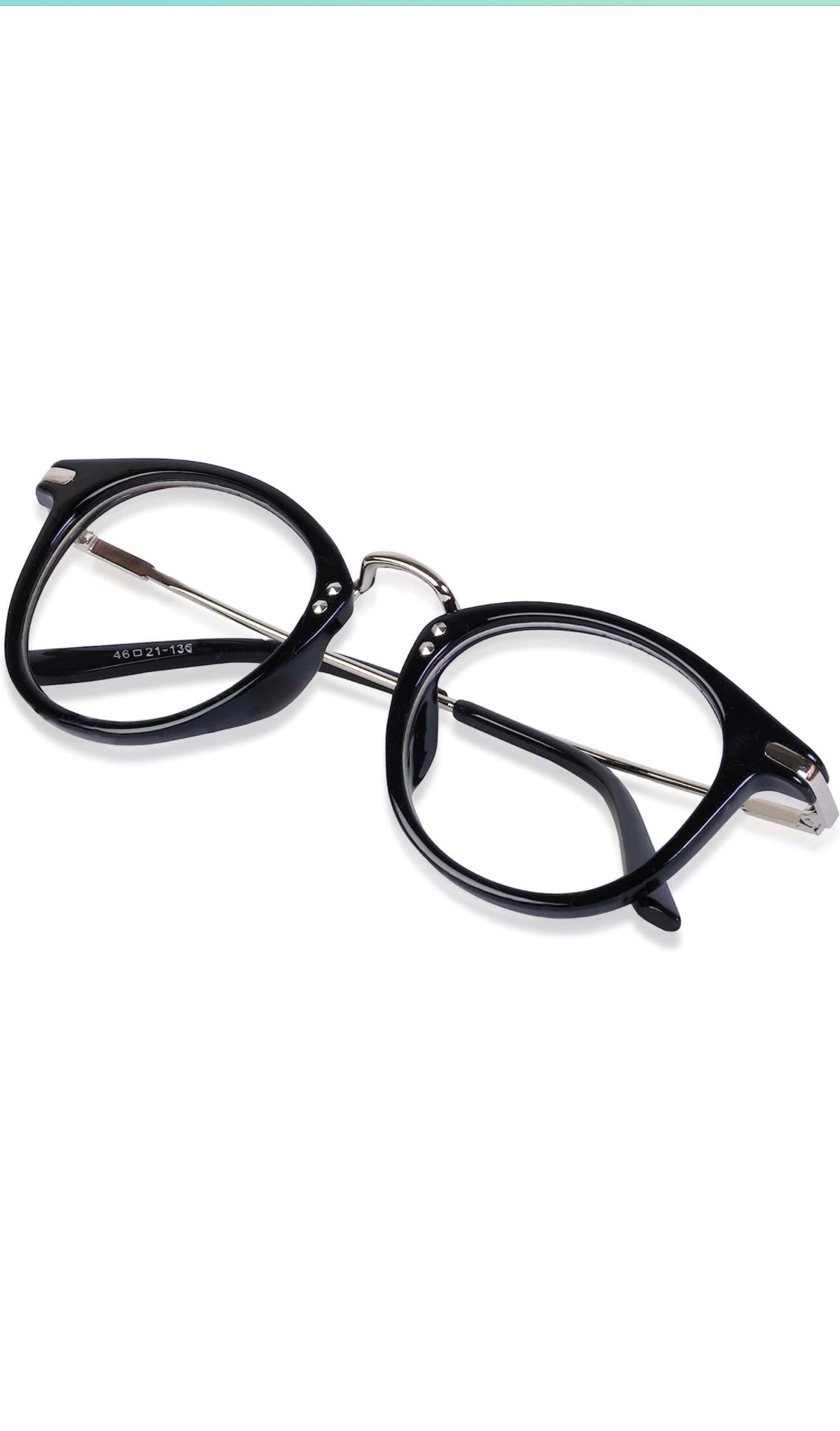 Jodykoes® Blue Light Blocking Blue Cut Zero Power Anti-Glare Retro Round Eyeglasses |UV Protection| Men & Women| Eye Protection Frame for Computer/Tablet/Laptop/Mobile/TV (Black & Silver)