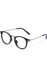 Jodykoes® Blue Light Blocking Blue Cut Zero Power Anti-Glare Retro Round Eyeglasses |UV Protection| Men & Women| Eye Protection Frame for Computer/Tablet/Laptop/Mobile/TV (Black & Silver)