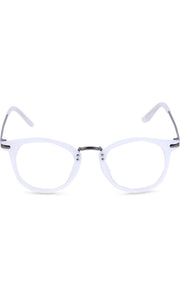 Jodykoes® Blue Light Blocking Blue Cut Zero Power Anti-Glare Retro Round Eyeglasses |UV Protection| Men & Women| Eye Protection Frame for Computer/Tablet/Laptop/Mobile/TV (Milky White)