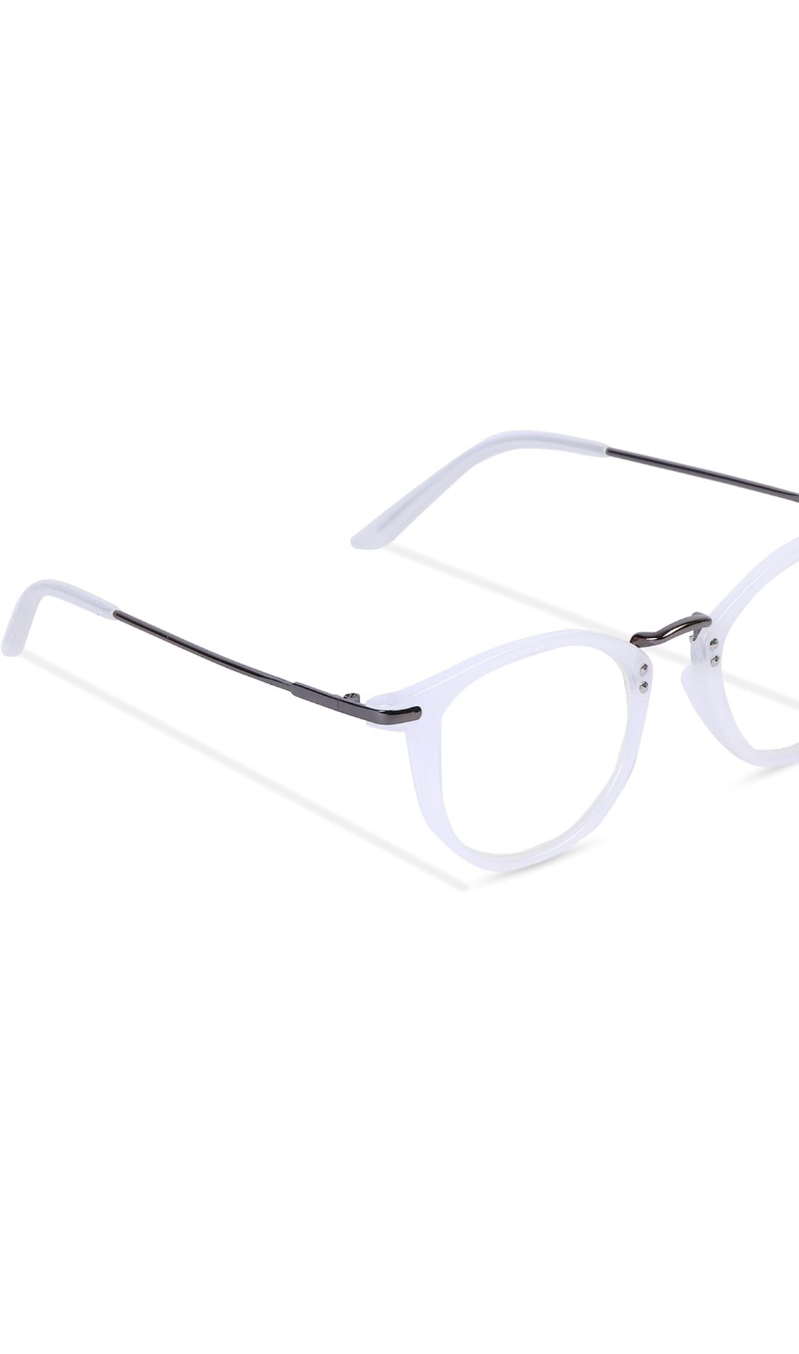 Jodykoes® Blue Light Blocking Blue Cut Zero Power Anti-Glare Retro Round Eyeglasses |UV Protection| Men & Women| Eye Protection Frame for Computer/Tablet/Laptop/Mobile/TV (Milky White)
