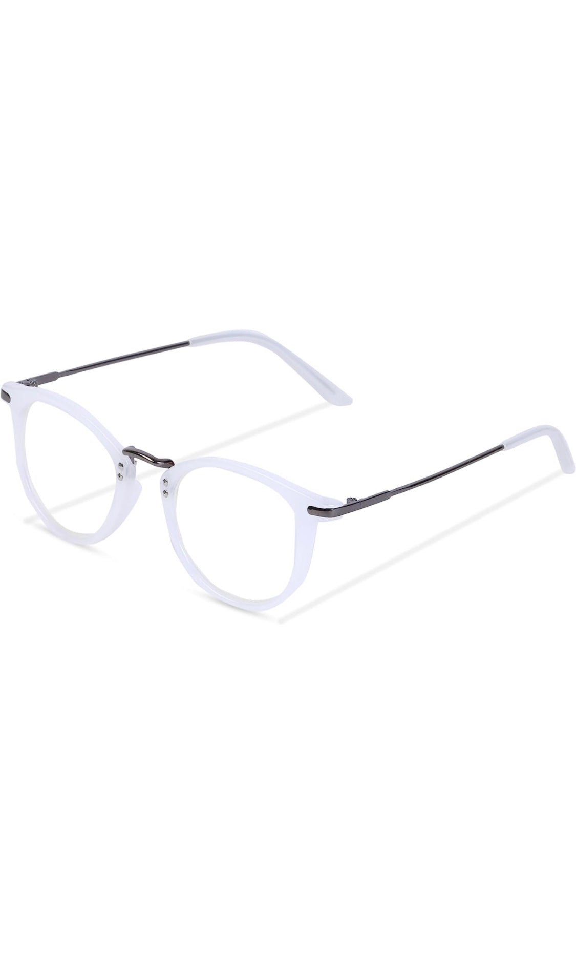 Jodykoes® Blue Light Blocking Blue Cut Zero Power Anti-Glare Retro Round Eyeglasses |UV Protection| Men & Women| Eye Protection Frame for Computer/Tablet/Laptop/Mobile/TV (Milky White)
