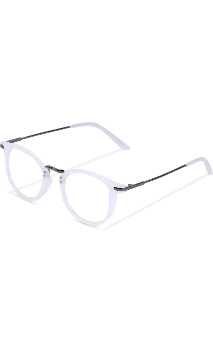 Jodykoes® Blue Light Blocking Blue Cut Zero Power Anti-Glare Retro Round Eyeglasses |UV Protection| Men & Women| Eye Protection Frame for Computer/Tablet/Laptop/Mobile/TV (Milky White)