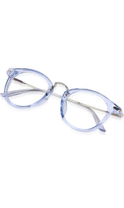 Jodykoes® Blue Light Blocking Blue Cut Zero Power Anti-Glare Retro Round Eyeglasses |UV Protection| Men & Women| Eye Protection Frame for Computer/Tablet/Laptop/Mobile/TV (Water Color)
