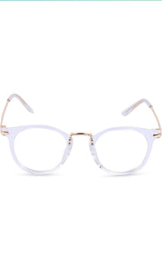 Jodykoes® Blue Light Blocking Blue Cut Zero Power Anti-Glare Retro Round Eyeglasses |UV Protection| Men & Women| Eye Protection Frame for Computer/Tablet/Laptop/Mobile/TV (Transparent White)