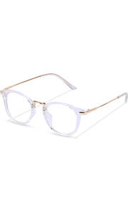 Jodykoes® Blue Light Blocking Blue Cut Zero Power Anti-Glare Retro Round Eyeglasses |UV Protection| Men & Women| Eye Protection Frame for Computer/Tablet/Laptop/Mobile/TV (Transparent White)