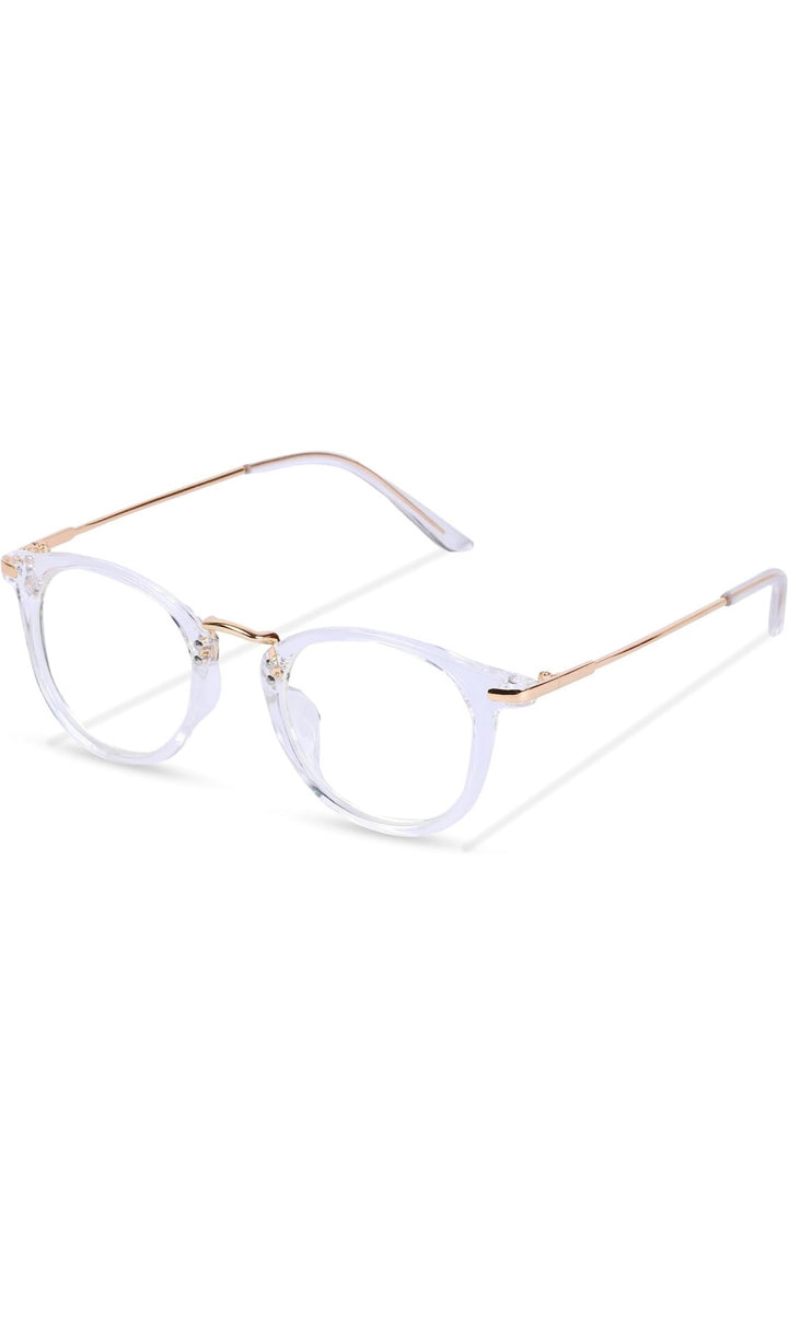 Jodykoes® Blue Light Blocking Blue Cut Zero Power Anti-Glare Retro Round Eyeglasses |UV Protection| Men & Women| Eye Protection Frame for Computer/Tablet/Laptop/Mobile/TV (Transparent White)