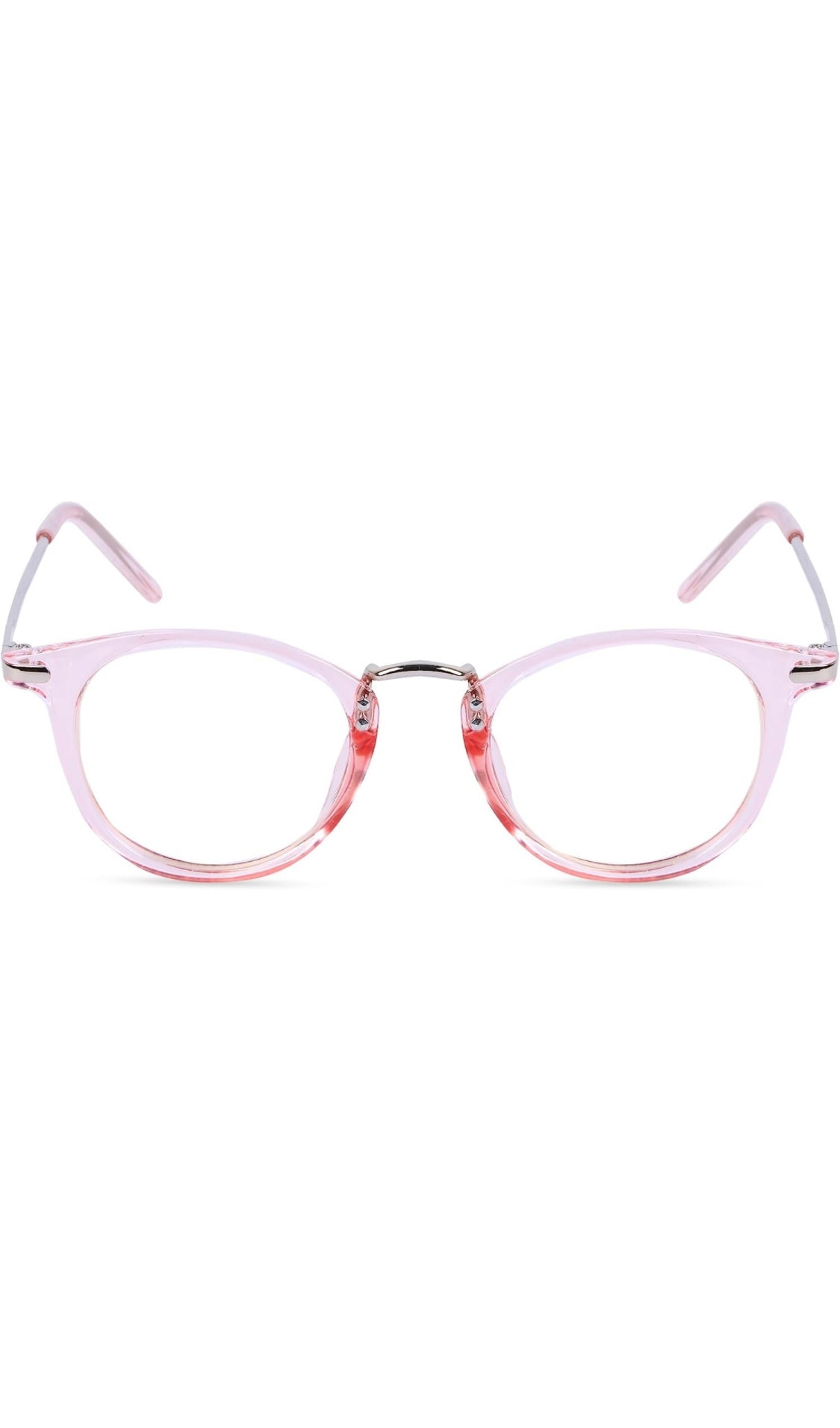 Jodykoes® Blue Light Blocking Blue Cut Zero Power Anti-Glare Retro Round Eyeglasses |UV Protection| Men & Women| Eye Protection Frame for Computer/Tablet/Laptop/Mobile/TV (Transparent Pink)