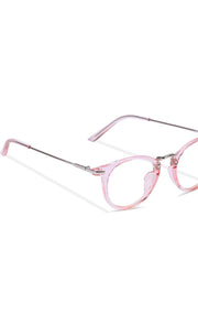 Jodykoes® Blue Light Blocking Blue Cut Zero Power Anti-Glare Retro Round Eyeglasses |UV Protection| Men & Women| Eye Protection Frame for Computer/Tablet/Laptop/Mobile/TV (Transparent Pink)