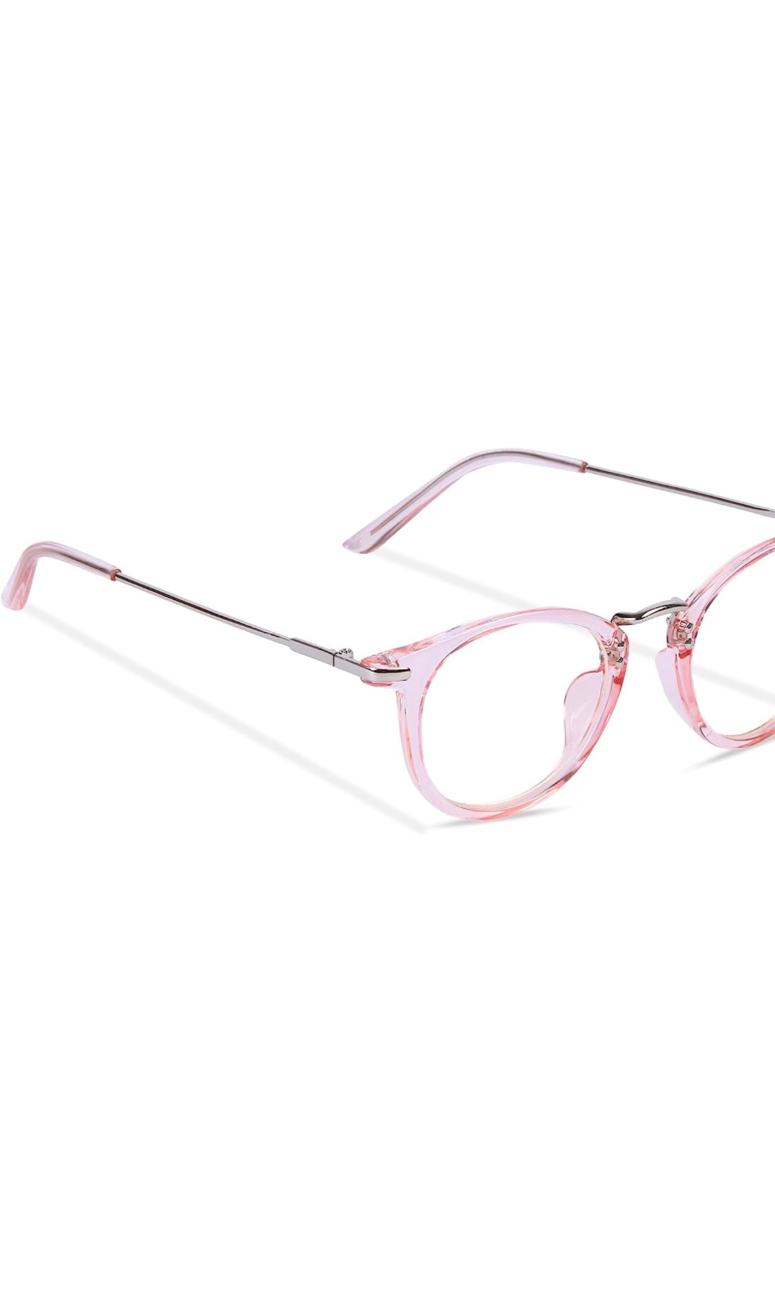 Jodykoes® Blue Light Blocking Blue Cut Zero Power Anti-Glare Retro Round Eyeglasses |UV Protection| Men & Women| Eye Protection Frame for Computer/Tablet/Laptop/Mobile/TV (Transparent Pink)
