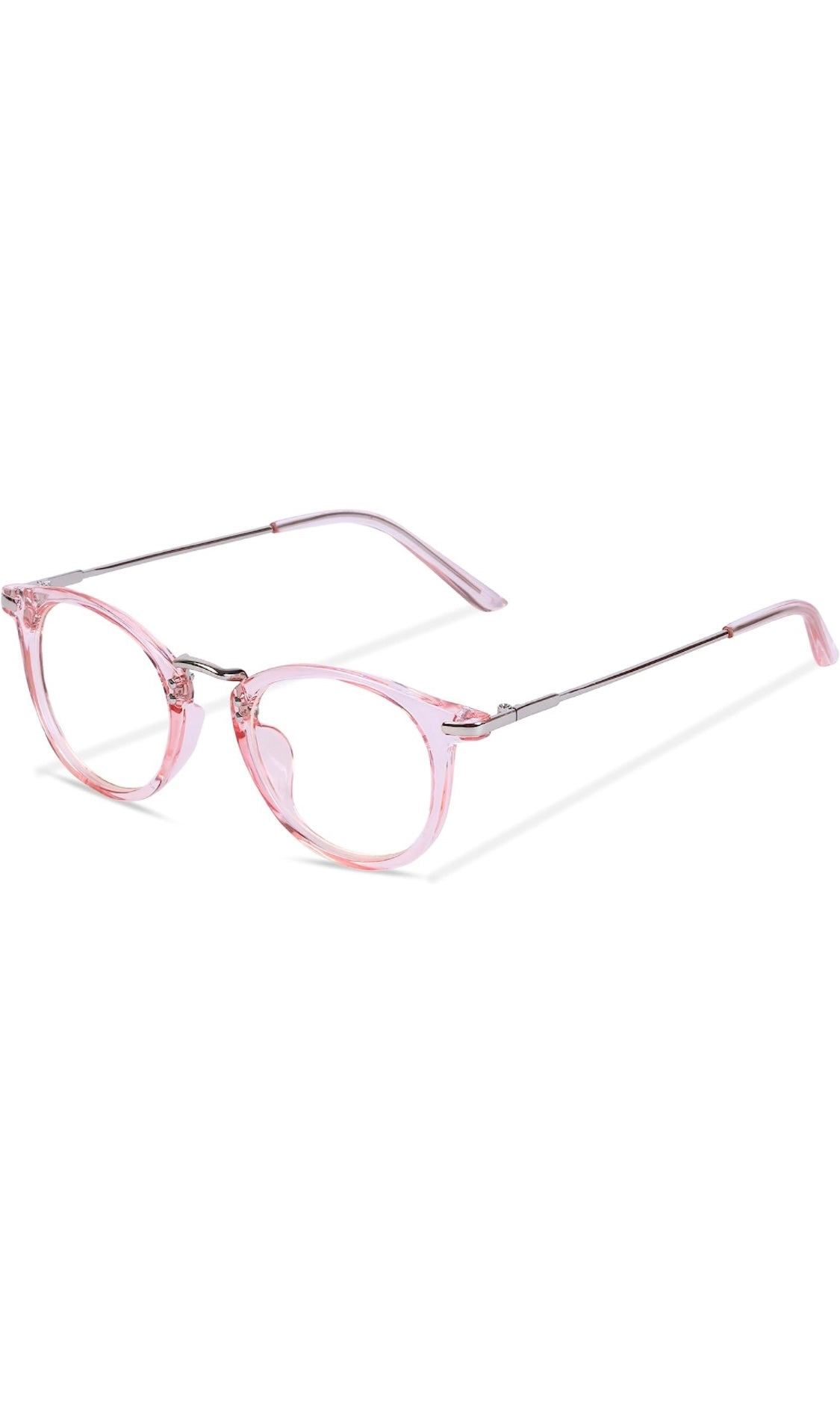 Jodykoes® Blue Light Blocking Blue Cut Zero Power Anti-Glare Retro Round Eyeglasses |UV Protection| Men & Women| Eye Protection Frame for Computer/Tablet/Laptop/Mobile/TV (Transparent Pink)