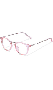 Jodykoes® Blue Light Blocking Blue Cut Zero Power Anti-Glare Retro Round Eyeglasses |UV Protection| Men & Women| Eye Protection Frame for Computer/Tablet/Laptop/Mobile/TV (Transparent Pink)