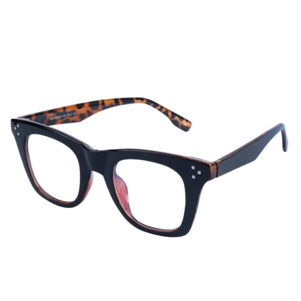 Jodykoes® Nerdy Vintage Design Bold Thick Zero Power Computer Glasses With Anti Glare For Men and Women Frames Spectacles Eyeglasses (Tiger Print)